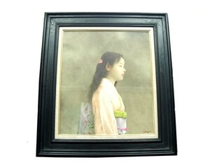 中古 藤井勉 油絵 深い刻 10号 額付き