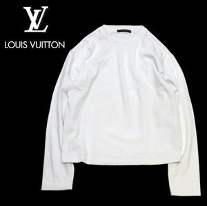 国内正規 Louis Vuitton MENS PLAIN L/S T-SHIRT ルイヴィン 無地 ロンＴ クルーネック長袖Ｔシャツ カットソー Ｔシャツ ホワイト XS K-22