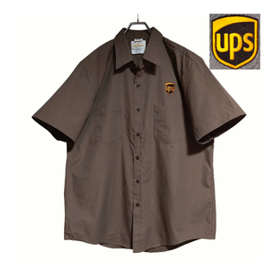 TWINHILL 半袖ワークシャツ size XL オーバーサイズ ブラウン ゆうパケットポスト可 胸 ワッペン UPS 古着 洗濯 プレス済 d31