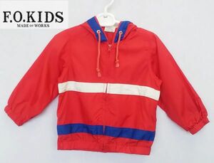 ★F.O KIDS*パーカー*90センチ*ベビー服*赤色*アウター*ジャンパー*収納袋付き*薄手で軽量*コンパクトに収納*アウトドア*旅行* ＃665