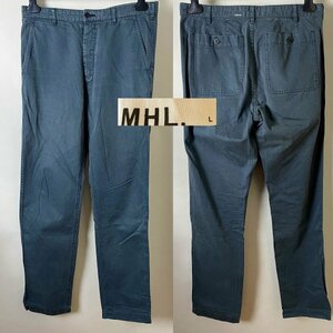 ★【送料無料】国内正規品 MHL. エムエイチエル（マーガレットハウエル）コットン100％ パンツ チノパン Lサイズ チャコールグレー USED品