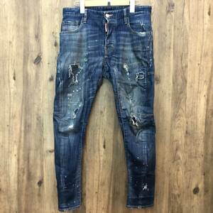 tu135 DSQUARED2 ディースクエアード ダメージデニム ジーパン ペイント 44 メンズ ※中古