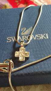 SWAROVSKI クロスネックレス スワンマーク