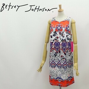 新品◆Betsey Johnson ベッツィジョンソン ストレッチ 総柄 ノースリーブ ワンピース 6