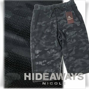 新品1円～★HIDEAWAYS NICOLE ハイダウェイ ニコル メンズ 春夏 カモフラ柄ショートパンツ 44 S ブラック 黒 正規店本物◆1659◆