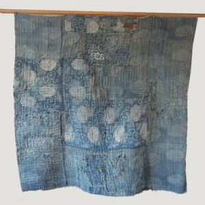 襤褸 敷物 木綿 古布 型染め 刺し子 ラグ 時代物 ボロ vintage rug sashiko boro