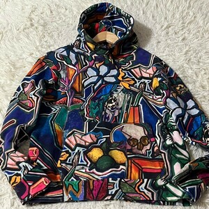 未使用級/Lサイズ●ポールスミス【希少レアデザイン】Paul Smith アート総柄 芸術 ストレッチ パーカー ジャケット マルチカラー 日本製 