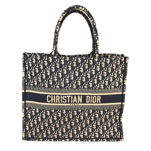クリスチャン・ディオール Christian Dior ブックトート ラージ オブリークエンブロイダリー M1286ZRIW ネイビー ジャガード 中古