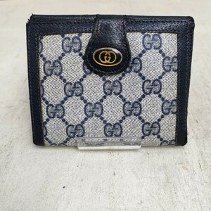 【80s/イタリア製】グッチGUCCI/オールドグッチ/ビンテージ/ヴィンテージ/GG柄/財布/ネイビー/RD23KK4/0002/