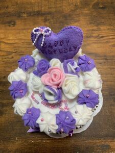 フェルト　ハンドメイド　おままごと　ままごと　誕生日　ケーキ　バースデー　ママ　手芸　パープル　紫　パープルケーキ　推し