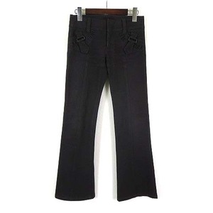 フラジール FRAGILE パンツ ポケット ギャザー ベルト装飾 コットン ストレッチ XS 34 茶 ダークブラウン 小さいサイズ レディース