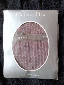 新品♪レア【Christian Dior 】上質オールスルー 柄パンティストッキング ロゴ入りアウトゴム つま先補強♪上品な光沢 透明感☆。.:*:《L》