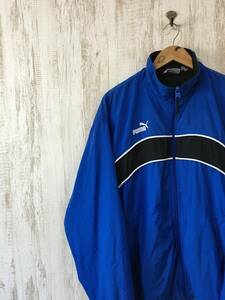 447☆【90s ヴィンテージ ナイロンジャケット】PUMA プーマ 青 US L