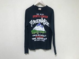 本物フランクリンマーシャルFRANKLINMARSHALLコットンプリントロンT長袖TシャツメンズS紺ネイビーイタリア製