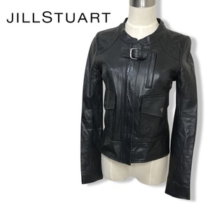 ★ジルスチュアート JILLSTUART★レディース シングル バイカー レザー 本革 羊革 ラムレザー ライダース ジャケット ブラック S 管:C:04