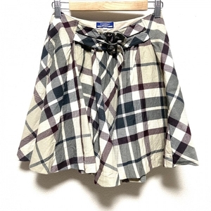 バーバリーブルーレーベル Burberry Blue Label ミニスカート サイズ36 S - ベージュ×ダークグレー×ボルドー レディース チェック柄