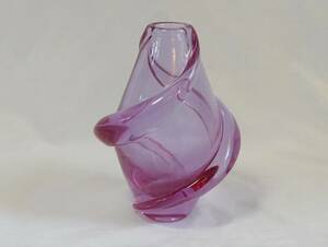 福祉バザー　ガラス製 花器/花瓶 パープル