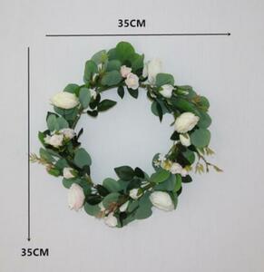 ハンドメイド★造花リース３５ｃｍ★★壁飾り★玄関リース★パーティー用★結婚式★新年リース