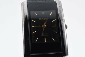 ラドー 石付き スクエア ブラックフェイス クオーツ メンズ 腕時計 RADO