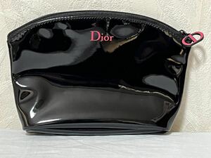 Christian Dior クリスチャンディオール ポーチ エナメル ブラック 黒色 ノベルティミニポーチ 化粧ポーチ