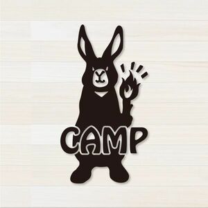 送料無料◆うさぎCAMP カッティングステッカー◆ブラック｜10×5.5cm｜超防水 UVカット 屋外使用可【C119】