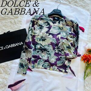 【美品】DOLCE&GABBANA 総柄ニットトップス 花柄 長袖 40　ドルチェアンドガッバーナ