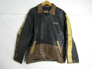Chyston Leather　レーシングジャケット　ブラック　ブラウン　LARGE