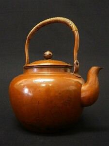 喜重堂 湯沸し 銅製 茶器 水注 やかん 薬缶 煎茶道具 在銘有