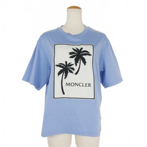 モンクレール MONCLER SS T-SHIRT パームツリー 刺繍 Tシャツ カットソー 半袖 M 青 ブルー H10938C00025 809CR 国内正規 メンズ