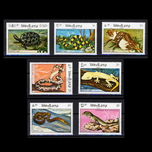 ■ラオス切手　1984年　は虫類　7種完