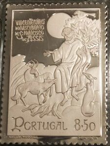 レア 限定品 美品 昭和レトロ キリスト教 聖フランチェスコ 生誕800年 純銀製レリーフ シルバー 記念切手 メダル コイン 動物 プレート