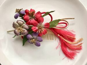 上品 髪飾り コーム 花束 かんざし レディース ヘアー アクセサリー 和装小物 ピンク 紫 金色 フォーマル フェミニン C