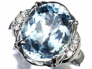 OO11131D【1円～】新品【RK宝石】≪Aquamarine≫ 美しいテリ艶! 極上アクアマリン 大粒5.23ct! 極上ダイヤモンド Pt900 高級リング ダイヤ