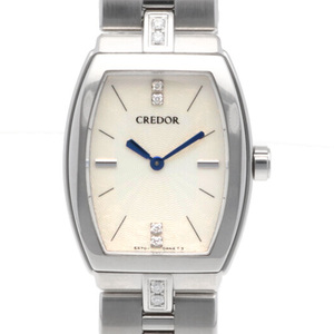 クレドール セイコー CREDOR SEIKO アクア 腕時計 ステンレススチール 5A70-0AF0 レディース 中古 美品