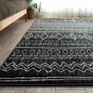 ■■サヤンサヤン カーペット ラグ 絨毯 ベルギー ウィルトン織り 手書き風 ライン 約 80×150cm 1畳 ダークグレー