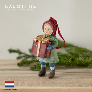 クリスマスツリー 飾り付け オーナメント 北欧 KAEMINGK 北欧 アンティーク レトロ プレゼントを持った赤い帽子の子供 [1]