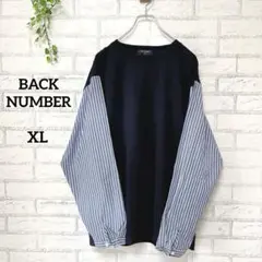 【BACK NUMBER】バックナンバー ロンＴ切替ストライプ袖♡ネイビー XL