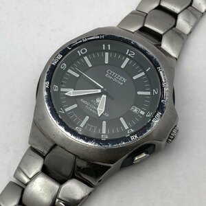 1円～/CITIZEN/シチズン/ATTESA/アテッサ/Eco-Drive/エコドライブ/A412-T003265Y/3針/デイト/チタン/メンズ腕時計/稼動品/ジャンク/T176