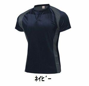 1499円 新品 メンズ レディース ラグビー 半袖 シャツ 紺 ネイビー サイズ150 子供 大人 男性 女性 wundou ウンドウ 3510 アメフト