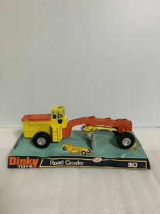 説明文必読/ジャンクDinky TOYS ROAD GRADERディンキートイズ ロードグレーダー/作業車ミニカー/レトロ車両/塗装変色削れ錆等/箱破れ汚れ