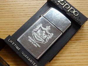 ∇花∇ヴィンテージ ZIPPO 1990年製 KINGDOM OF HAWAII ハワイ 紋章 アロハ スリムジッポー オイルライター ケース付 喫煙具 34