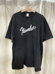 【メンズ4/XL】number nine ナンバーナイン オーバーサイズ ロゴ Tシャツ ブラック 黒 グレー ユーズド加工
