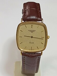 稼働品 ロンジン メンズ腕時計 ゴールド文字盤 新品電池 LONGINES