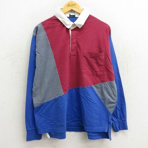 XL/古着 長袖 ラガー シャツ メンズ 00s マルチカラー 青他 ブルー 23mar25 中古 トップス