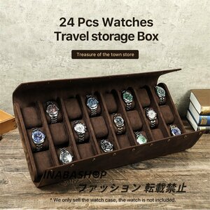腕時計ケース 牛革 時計ケース 24 本用本革ケース 長方形 ウオッチケース 収納ボックス コレクションケース 持ち運び 便利コンパクト