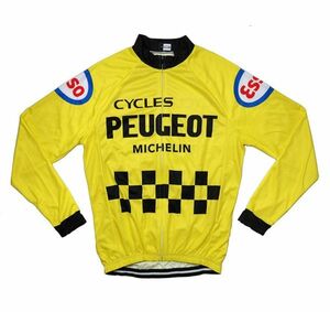 新品 長袖 サイクルジャージ レトロデザイン No15 S フランス フロントジップ ウェア メンズ サイクリング スポーツ ロードバイク MTB