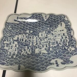 【E010】地図皿 古伊万里 飾皿 天保年製 日本地図 古美術品 コレクション レトロ