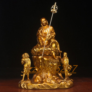 仏像 童子地蔵菩薩 22cm（金色）延命地蔵菩薩 安産祈願・子育ての守護尊・水子供養 銅器