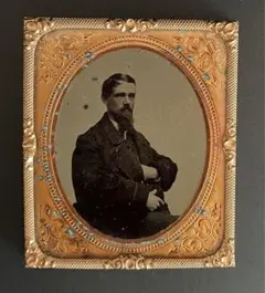 アンティークフォト　アンブロタイプ　紳士　ひげ　男性c.1854-1865 写真