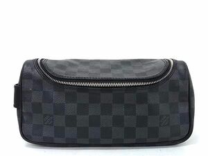 1円 LOUIS VUITTON ルイヴィトン N47625 ダミエグラフィット トワレポーチ メイクポーチ 化粧ポーチ メンズ ブラック系 FA6021